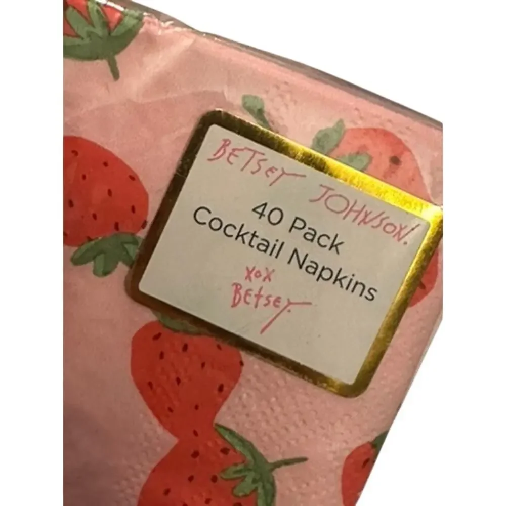 Betsey Johnson 40 Pack Pink & Red Strawberry Cocktail Napkins NEW